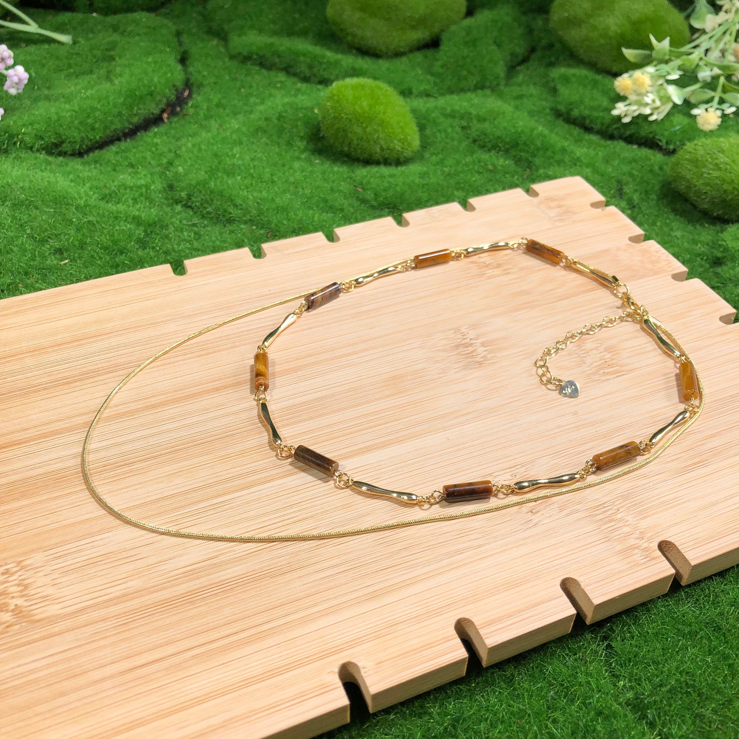 Natuerliche gelbe Tigerauge-Kupfer-Halskette, handgefertigt