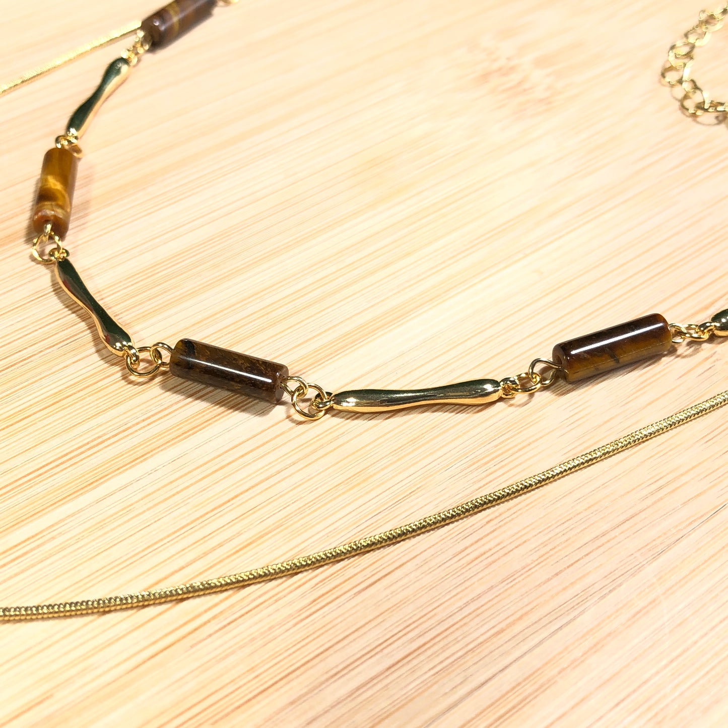 Natuerliche gelbe Tigerauge-Kupfer-Halskette, handgefertigt