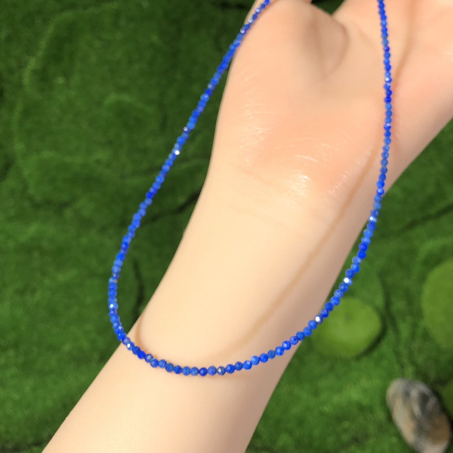 Exquisite natürliche Lapislazuli-Halskette, blaue Halskette, handgefertigt