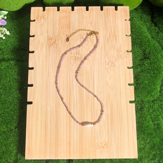 Natürliche Amethyst-Süßwasserperlen-Halskette, Amethyst Süßwasserperle, handgefertigt