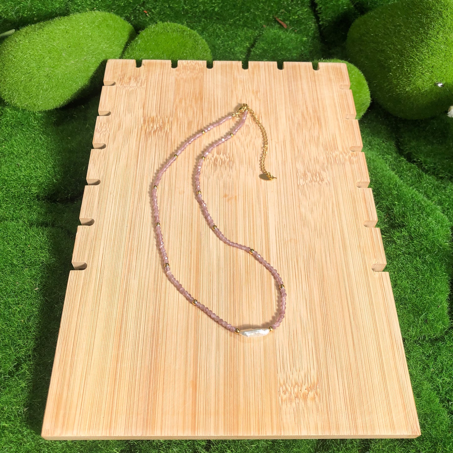 Natürliche Amethyst-Süßwasserperlen-Halskette, Amethyst Süßwasserperle, handgefertigt