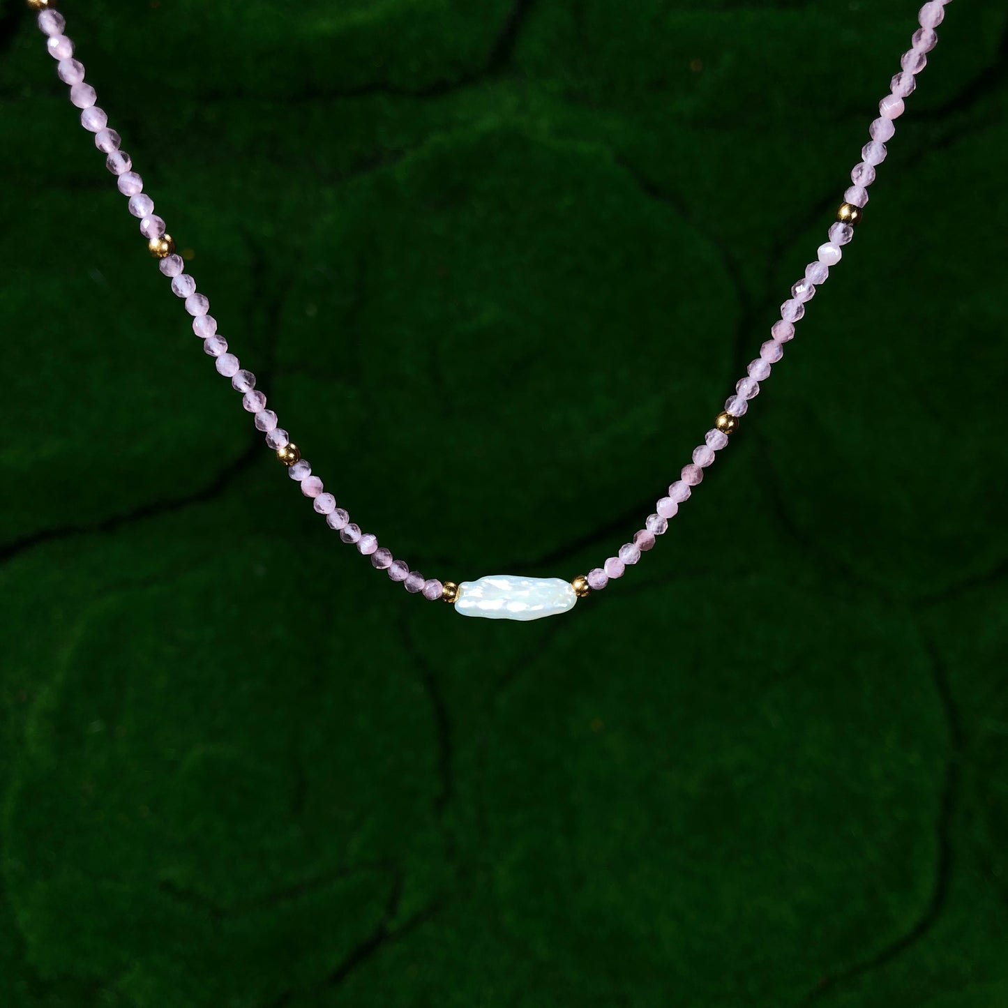 Natürliche Amethyst-Süßwasserperlen-Halskette, Amethyst Süßwasserperle, handgefertigt
