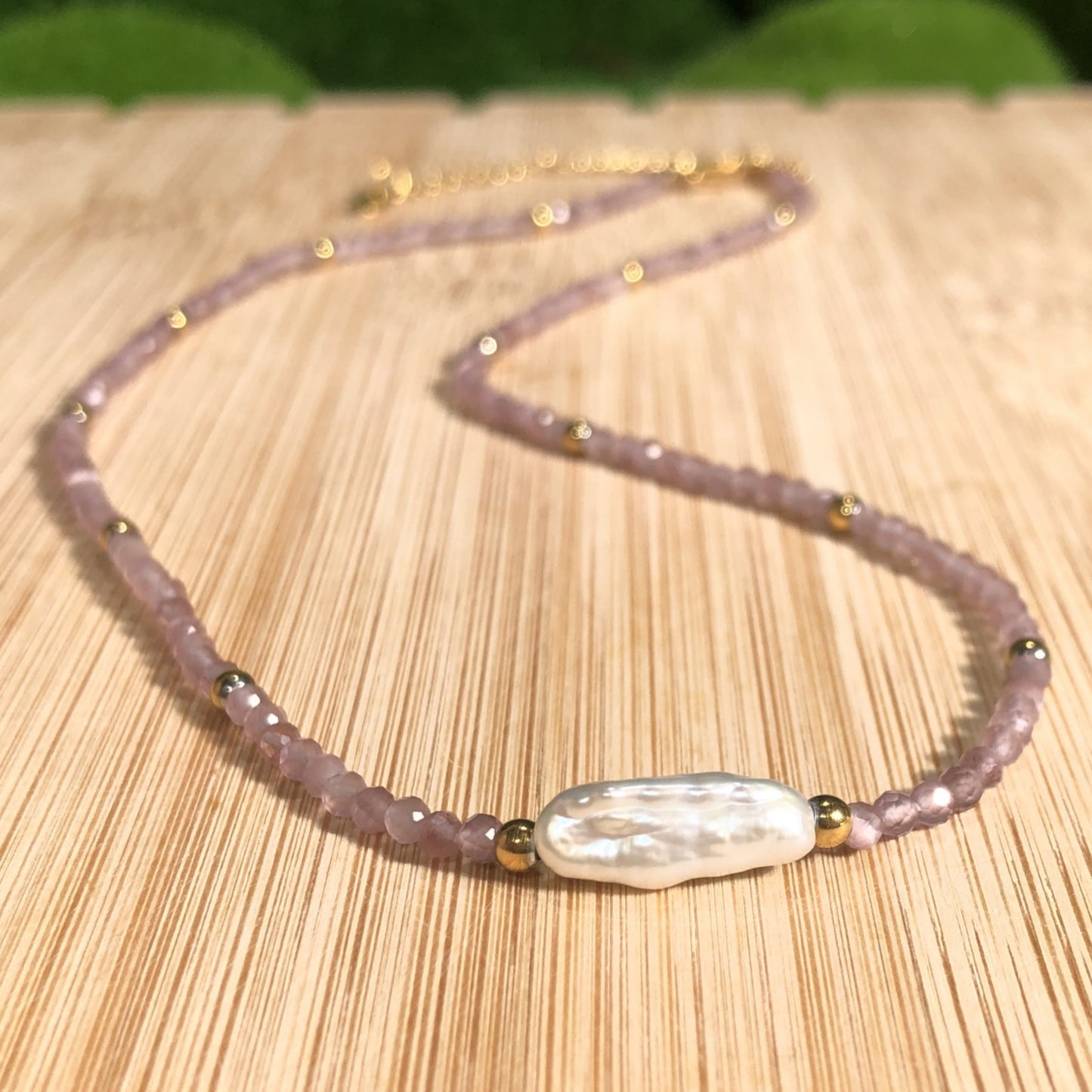 Natürliche Amethyst-Süßwasserperlen-Halskette, Amethyst Süßwasserperle, handgefertigt