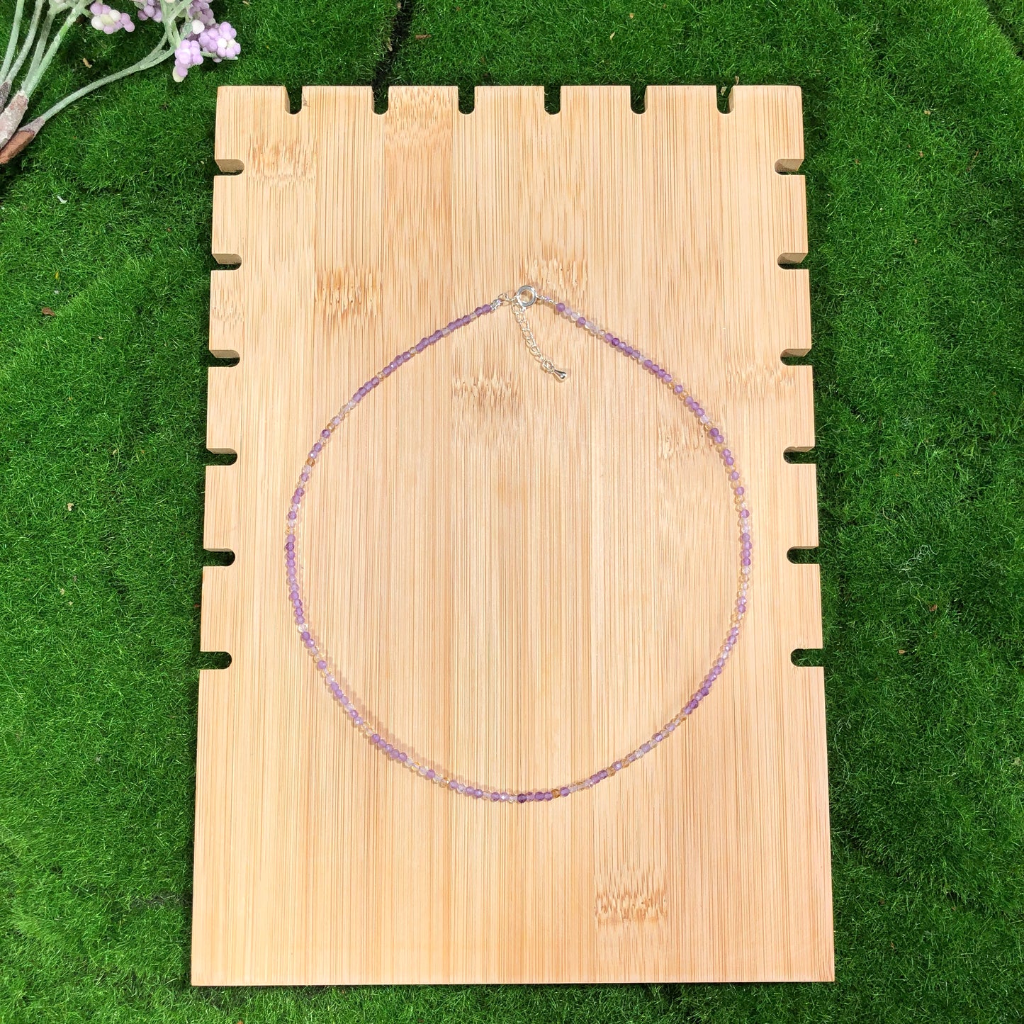 Halskette aus natürlichem Amethyst und Citrin, handgefertigt