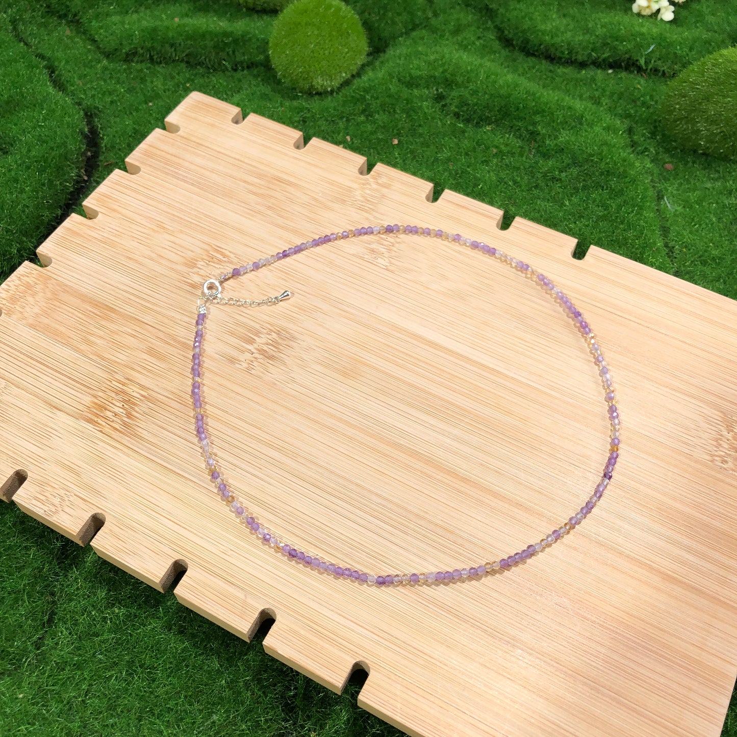 Halskette aus natürlichem Amethyst und Citrin, handgefertigt