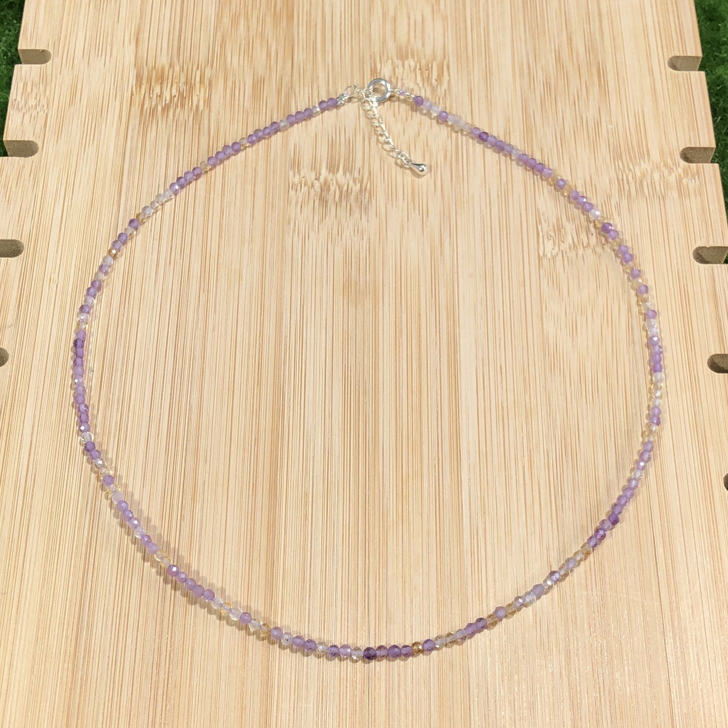 Halskette aus natürlichem Amethyst und Citrin, handgefertigt