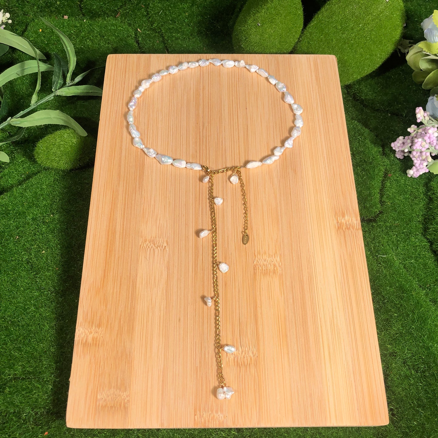 Exquisite Süßwasserperlenkette, Kupfer plattiert mit 18K Gold, handgefertigt