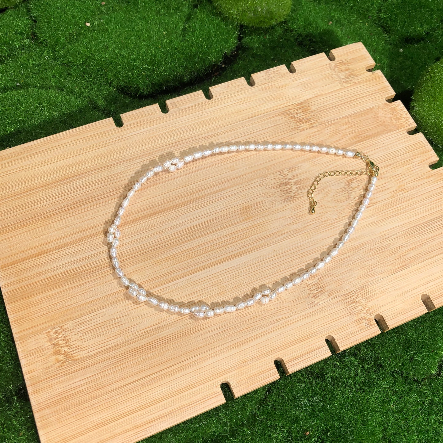 Natürliche Süßwasserperlenkette, Kupfer vergoldet mit 14K, handgefertigte Perlenkette