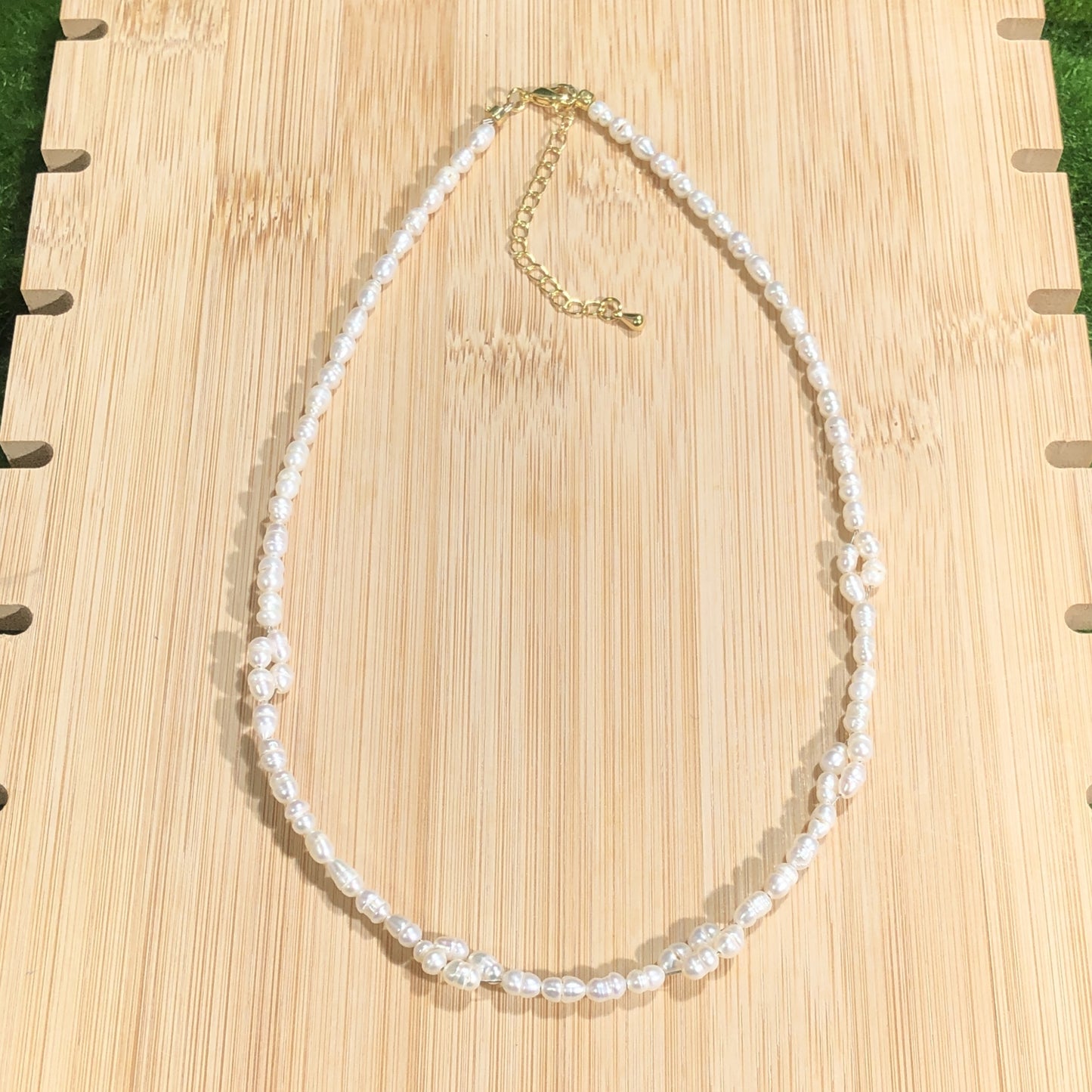 Natürliche Süßwasserperlenkette, Kupfer vergoldet mit 14K, handgefertigte Perlenkette