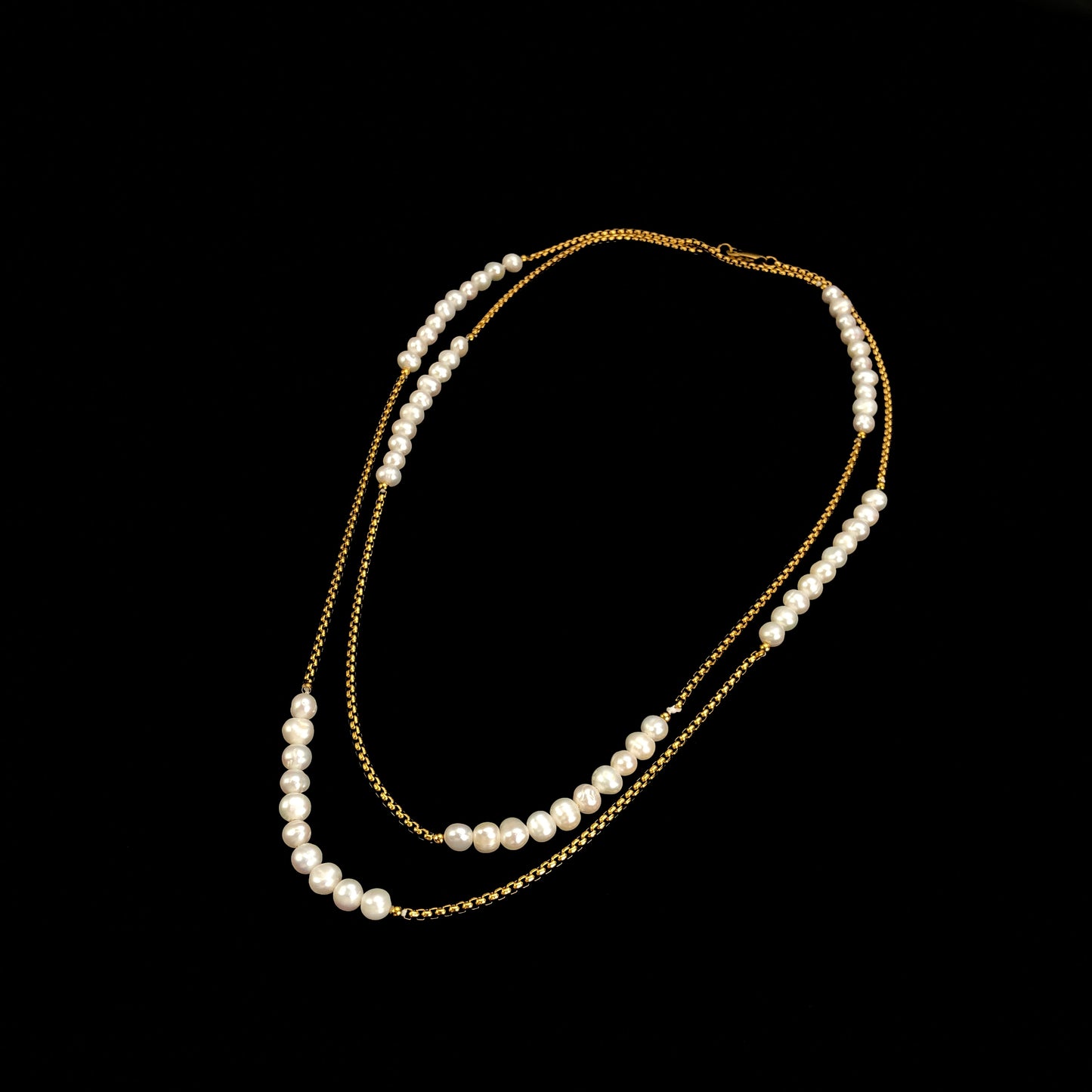 Exquisite natürliche Süßwasserperlen, Kupfer plattiert mit 14K Gold, Halskette, handgefertigt