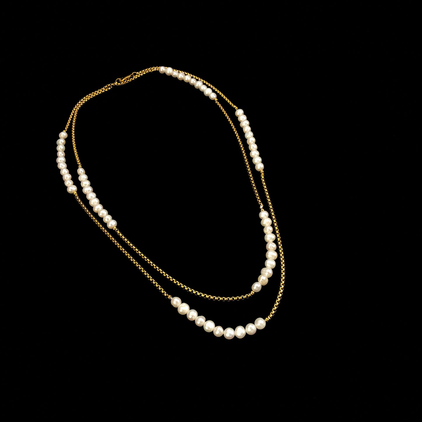 Exquisite natürliche Süßwasserperlen, Kupfer plattiert mit 14K Gold, Halskette, handgefertigt