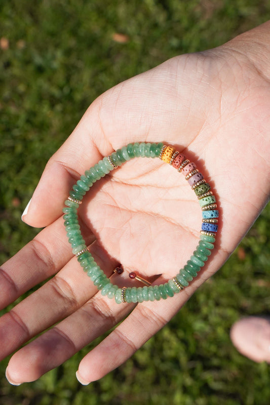 Aventurin Perlenarmband Edelstein Armband Grünes Armband Chakra Armband Vulkanstein