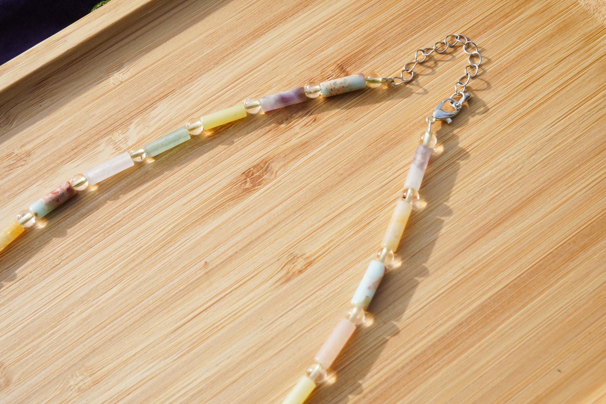 Feine Halskette Agalmatolit Kristalle Achat Edelstein Halskette Regenbogen Bunt Halskette Handgemacht