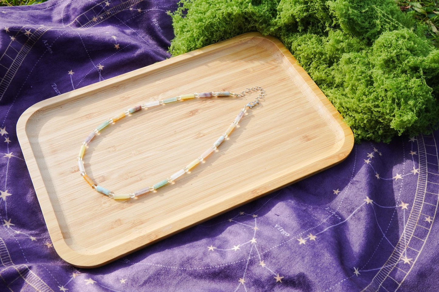 Feine Halskette Agalmatolit Kristalle Achat Edelstein Halskette Regenbogen Bunt Halskette Handgemacht