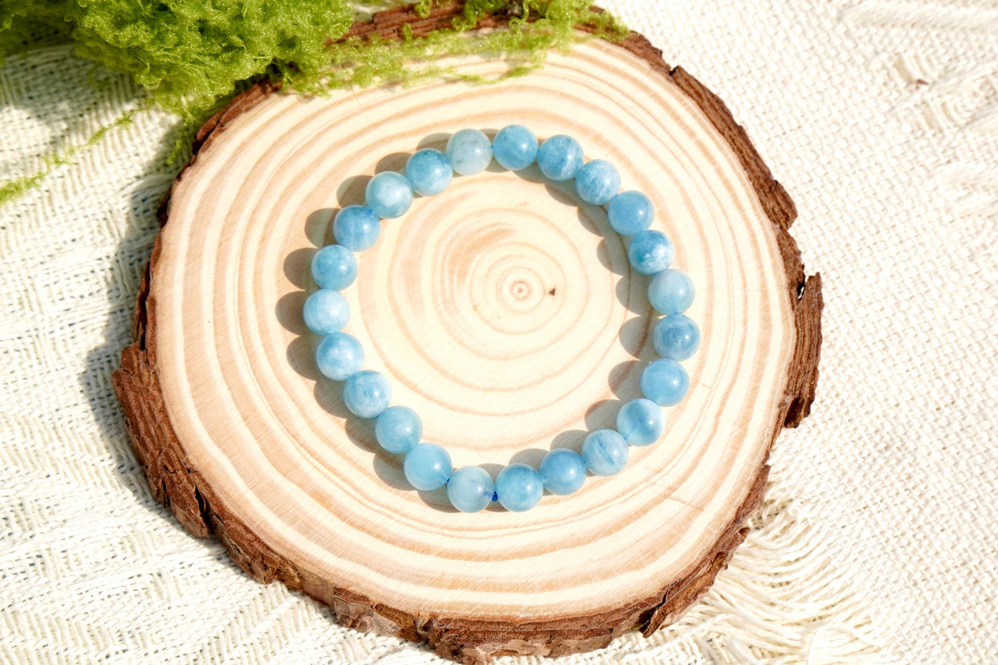 Aquamarin Perlenarmband Edelstein Naturstein Armband handgefertigt handgemacht blau