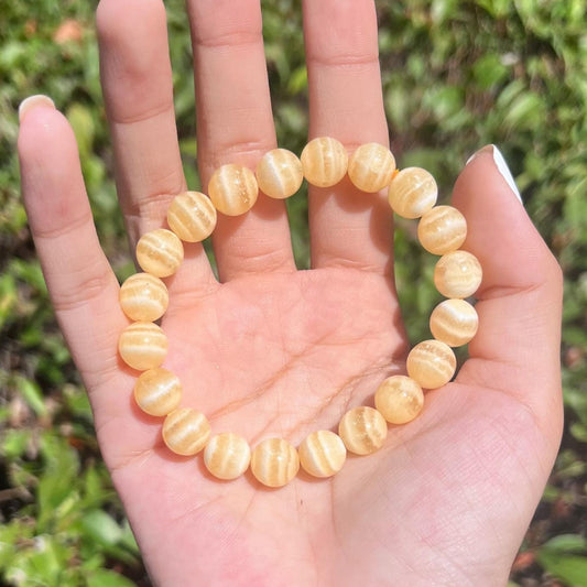 Gelber Calcit Perlenarmband Edelstein Armband handgemacht handgefertigt