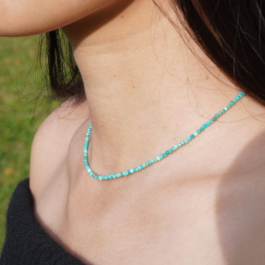 Feine Halskette Türkis AAA 3A Edelstein Halskette Handmade Handgefertigt Halskette grün blau Halskette