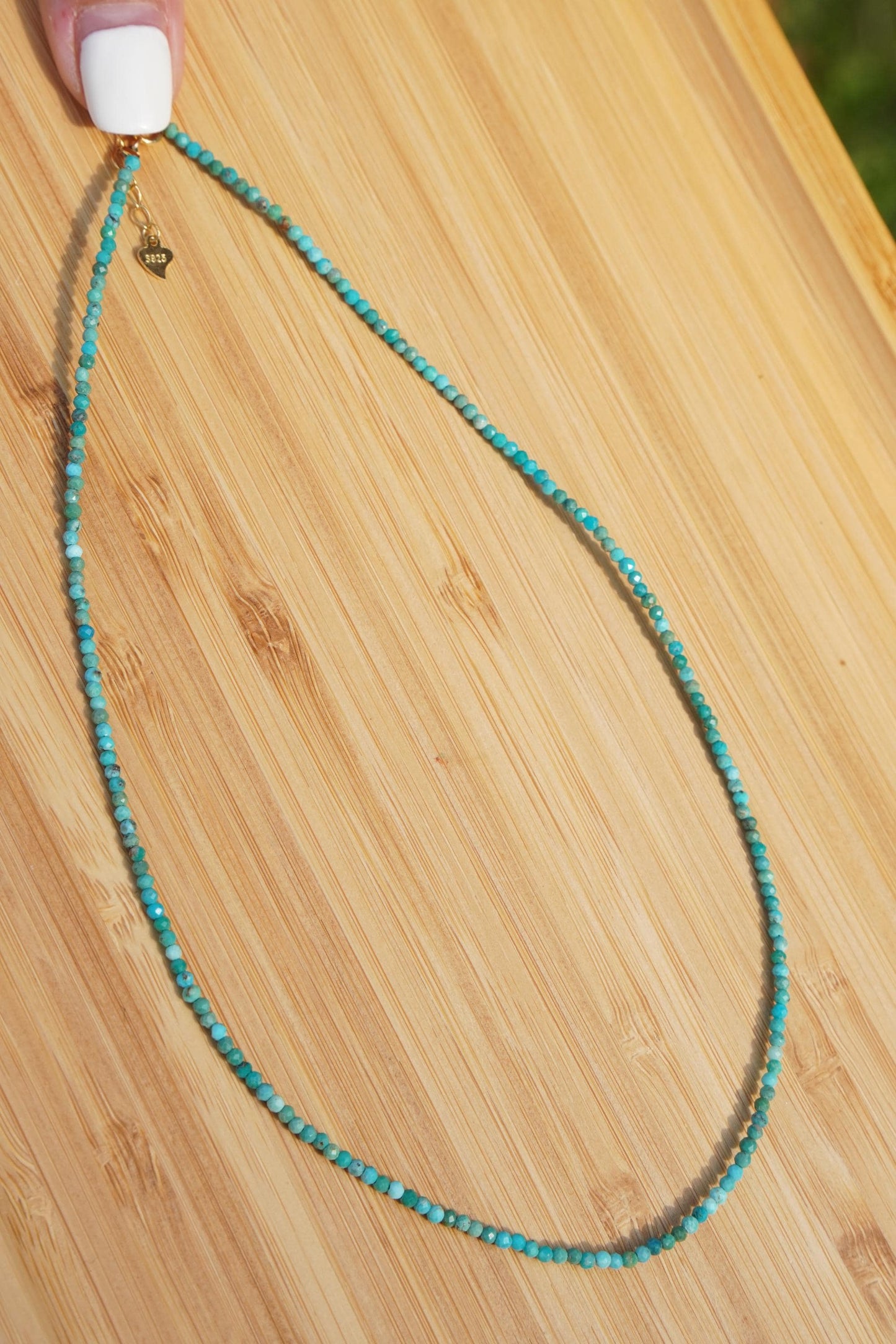 Feine Halskette Türkis AAA 3A Edelstein Halskette Handmade Handgefertigt Halskette grün blau Halskette
