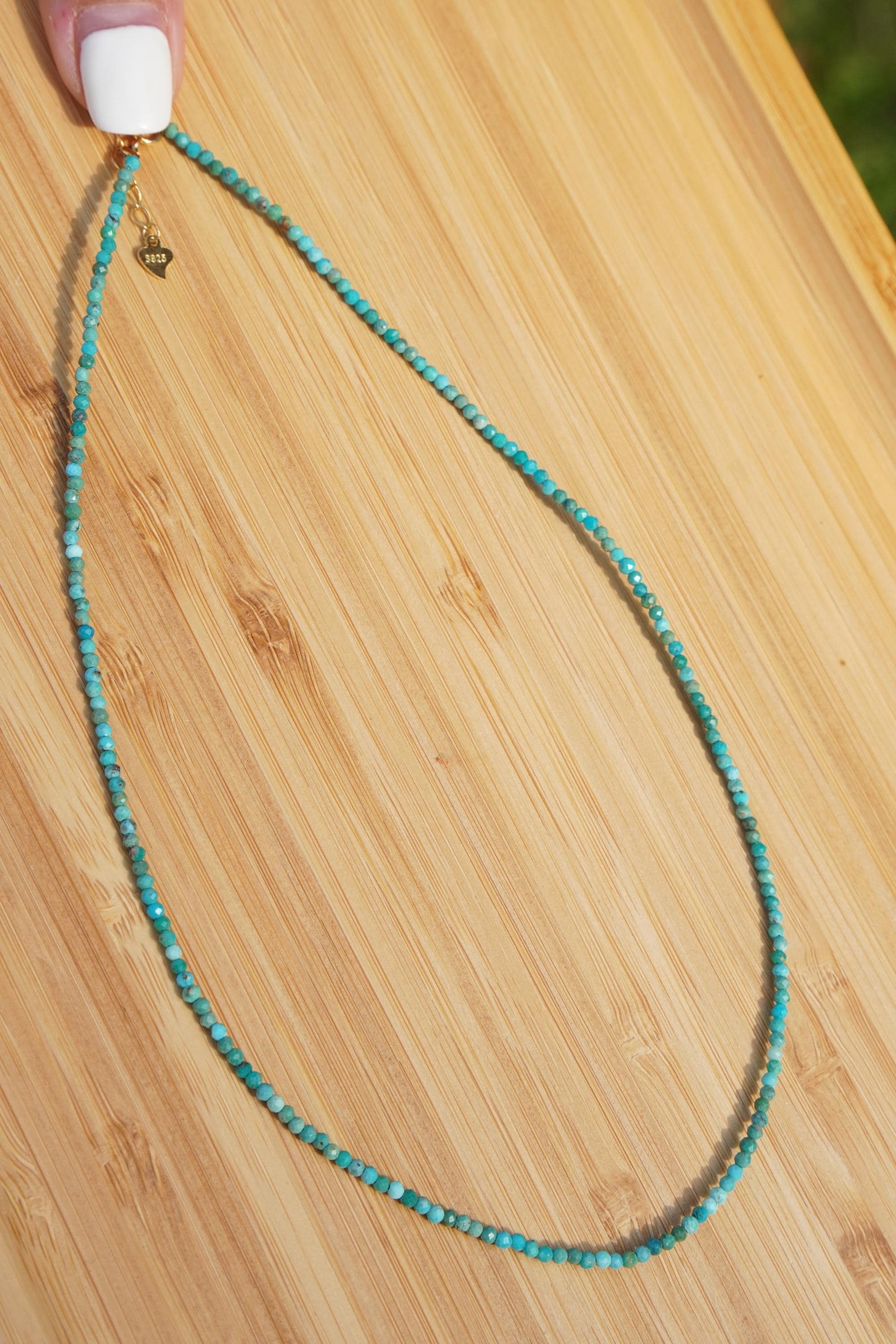 Feine Halskette Türkis AAA 3A Edelstein Halskette Handmade Handgefertigt Halskette grün blau Halskette