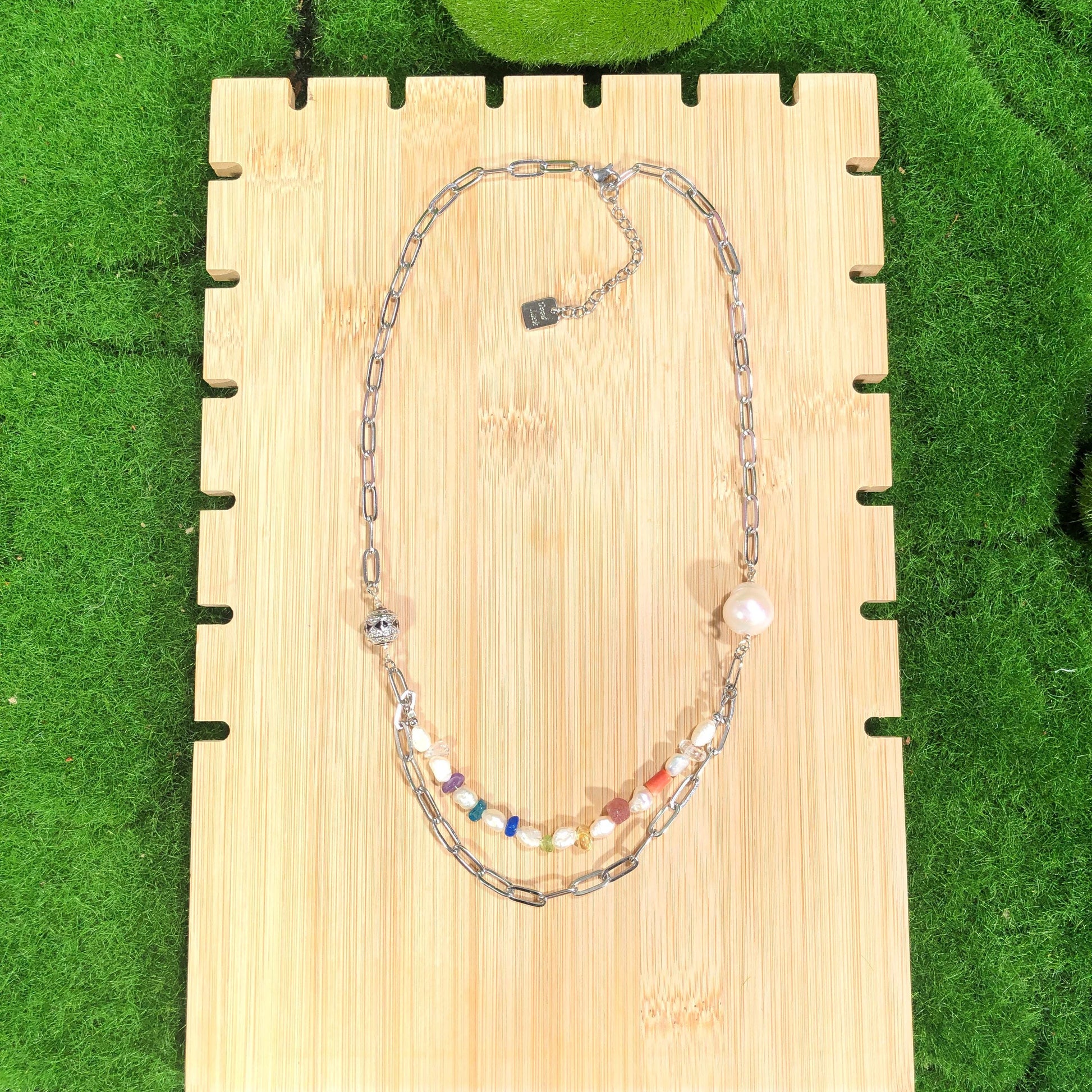 Perlen Halskette Edelstahl Halskette Edelstein Halskette Chakra Halskette Achat Rosenquarz Citrin Lapis Lazulli Apatit Amethyst Peridot