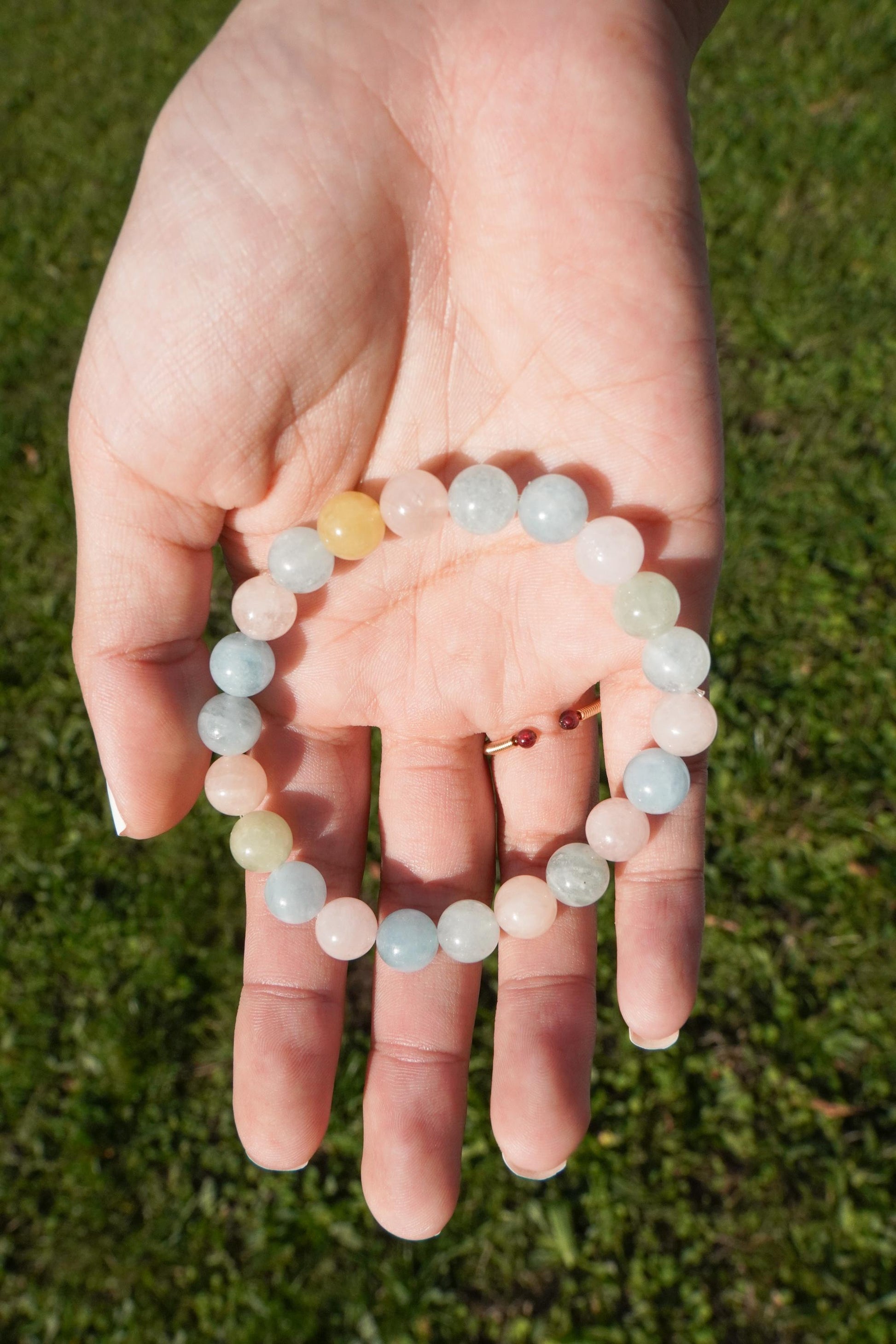 Morganit Perlenarmband Edelstein Armband Handmade Handgefertigt Armband Pastell Armband