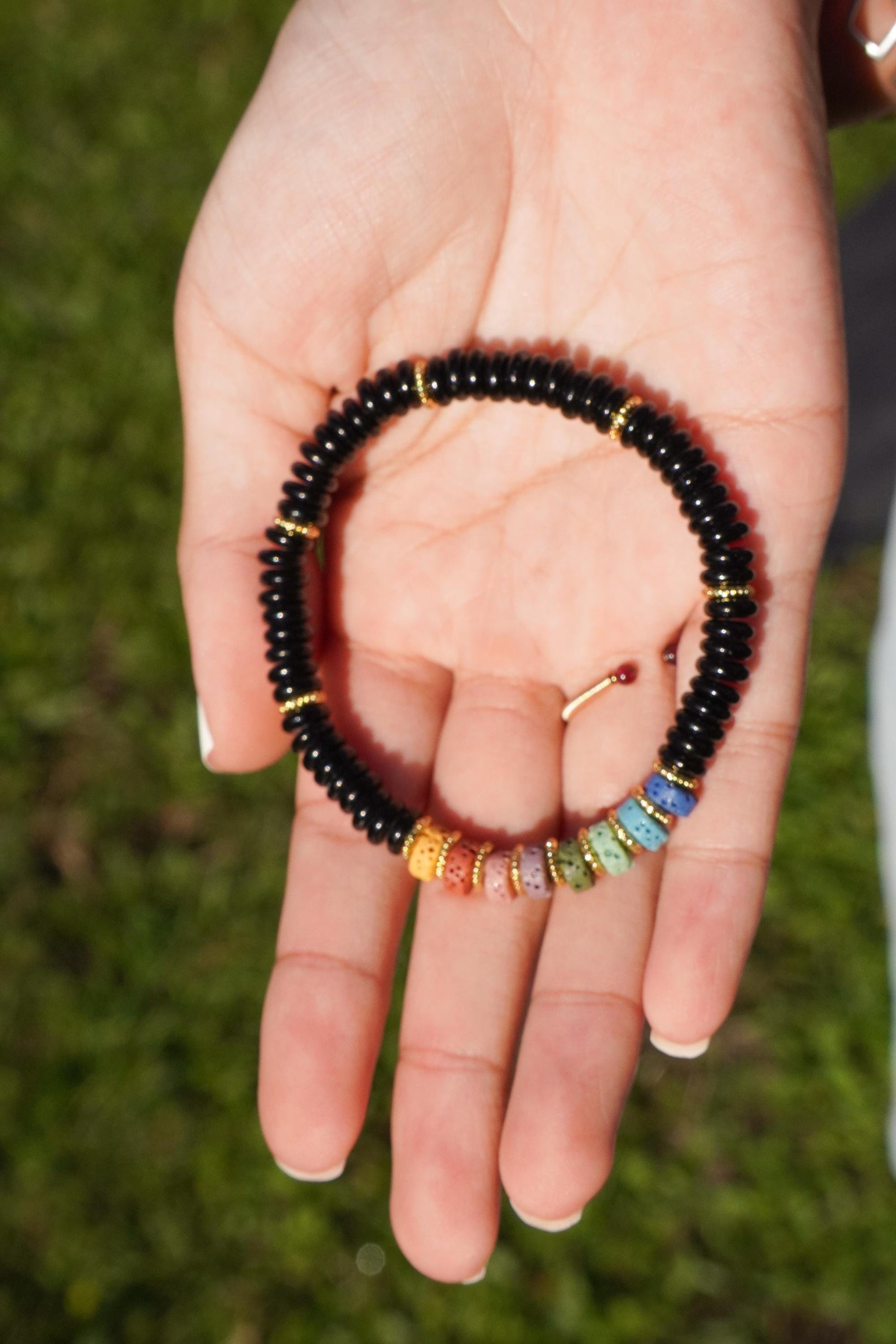 Obsidian Perlenarmband Edelstein Armband Schwarzes Armband Chakra Armband Vulkanstein Handgemacht Armband