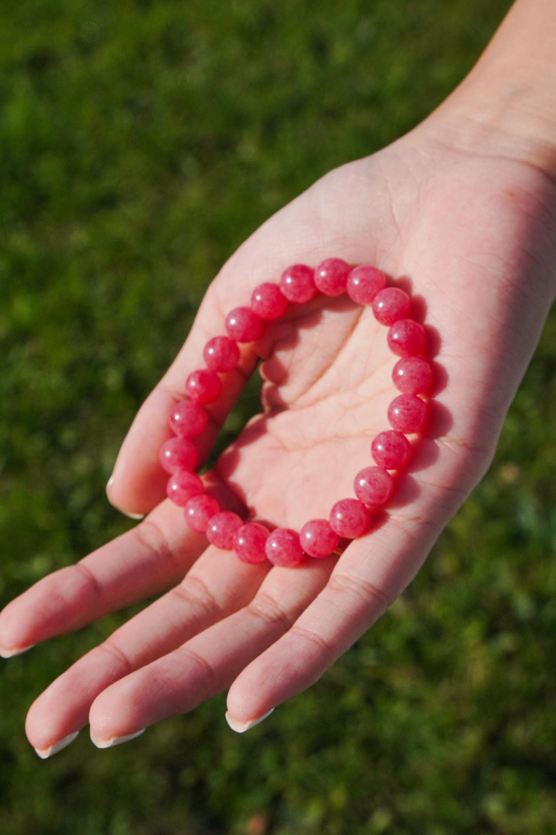 Rhodonit Perlenarmband Edelstein Armband Handmade Handgefertigt Armband Rosa Rot