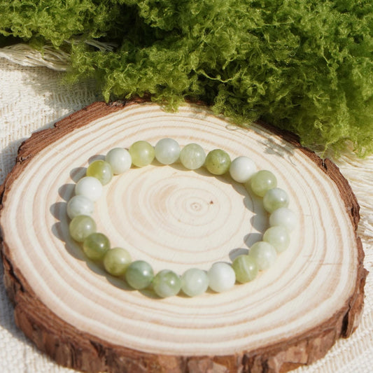 Serpentine Jade Perlenarmband  Edelstein Armband Grün Armband handgemacht handgefertigt