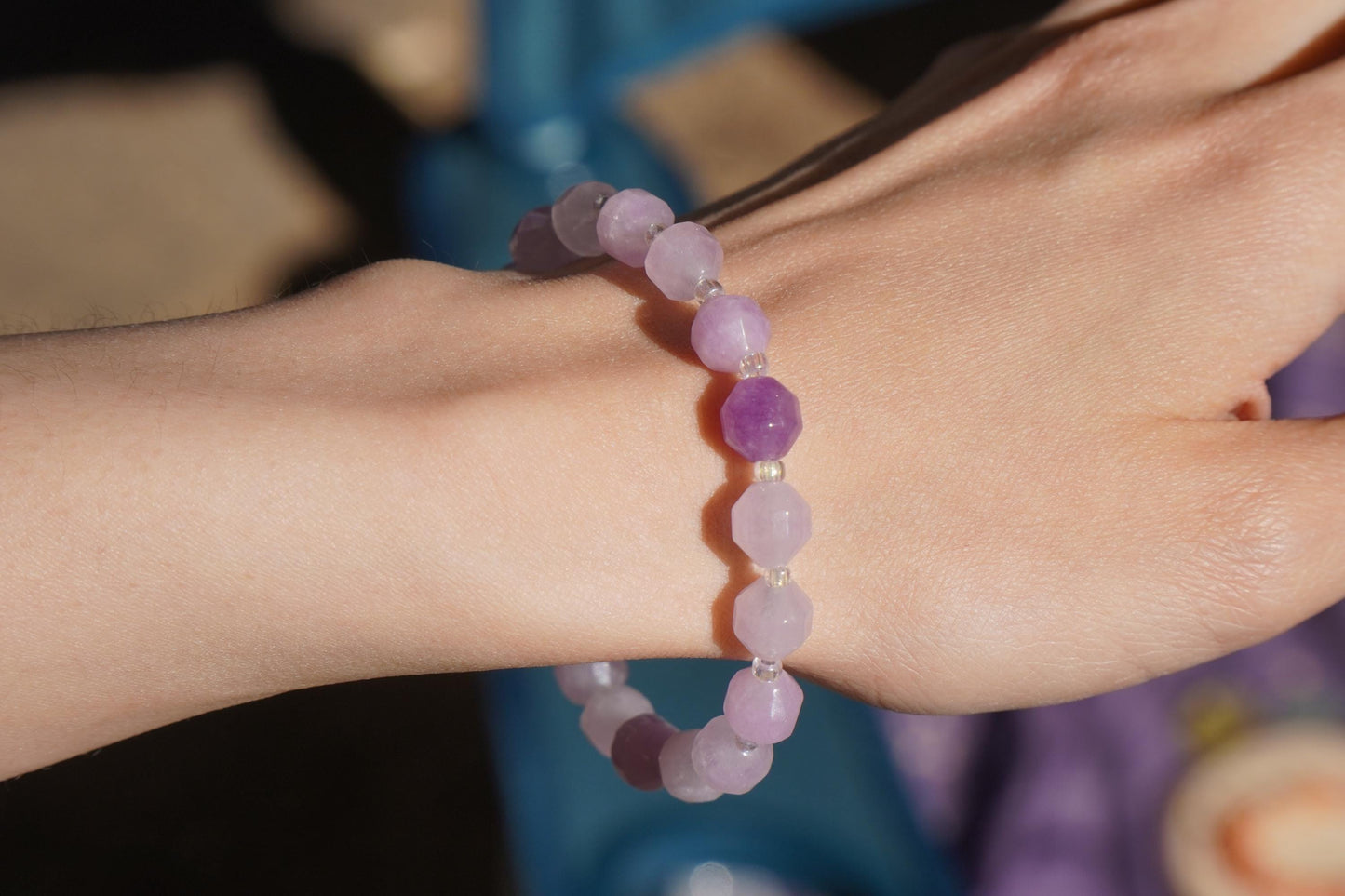 Amethyst Perlenarmband Facettiert Armband Edelstein Naturstein Armband handgemacht Lila