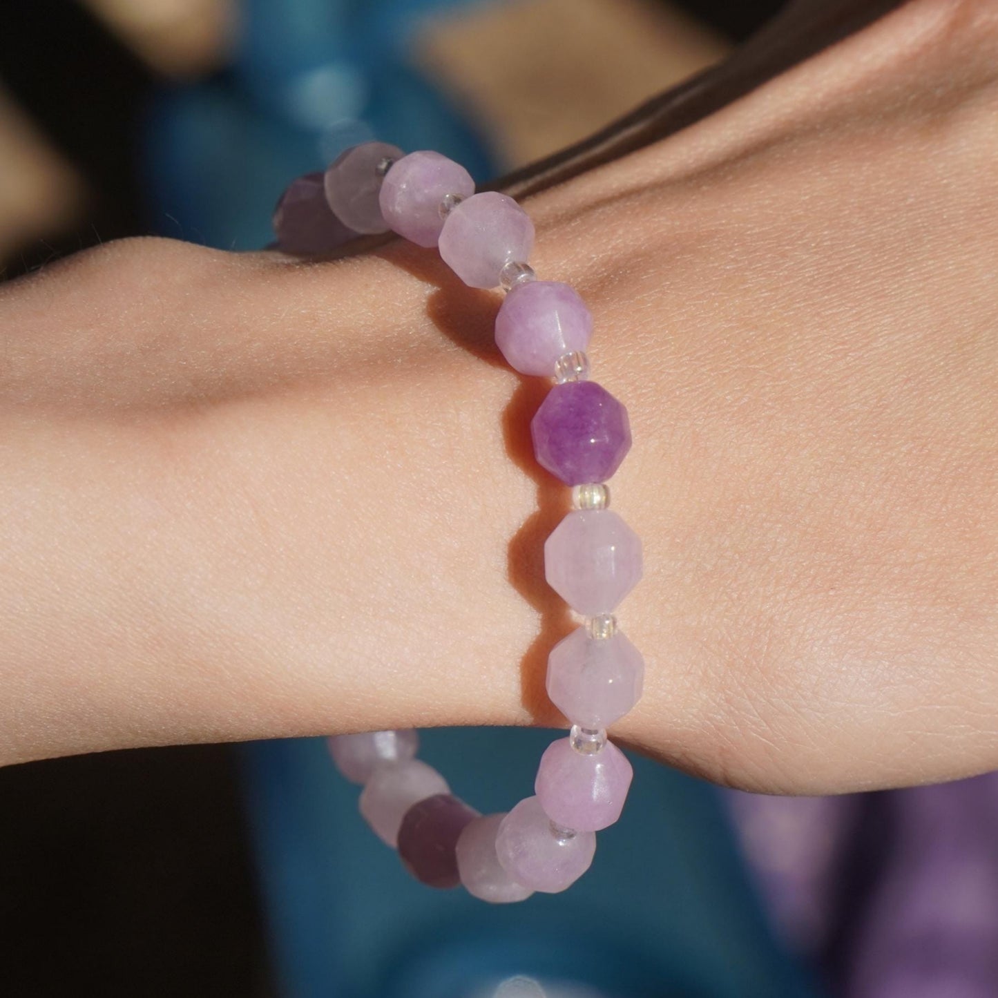 Amethyst Perlenarmband Facettiert Armband Edelstein Naturstein Armband handgemacht Lila