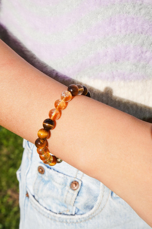 Tigerauge 5A Qualität AAAAA + Citrin Perlenarmband Edelstein Armband Gelb Handgemacht